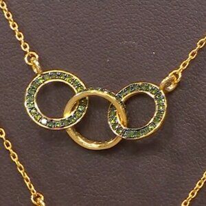 Rarities Carol Brodie 1/3 ctw Green Diamond Link Trinity Necklace NWT